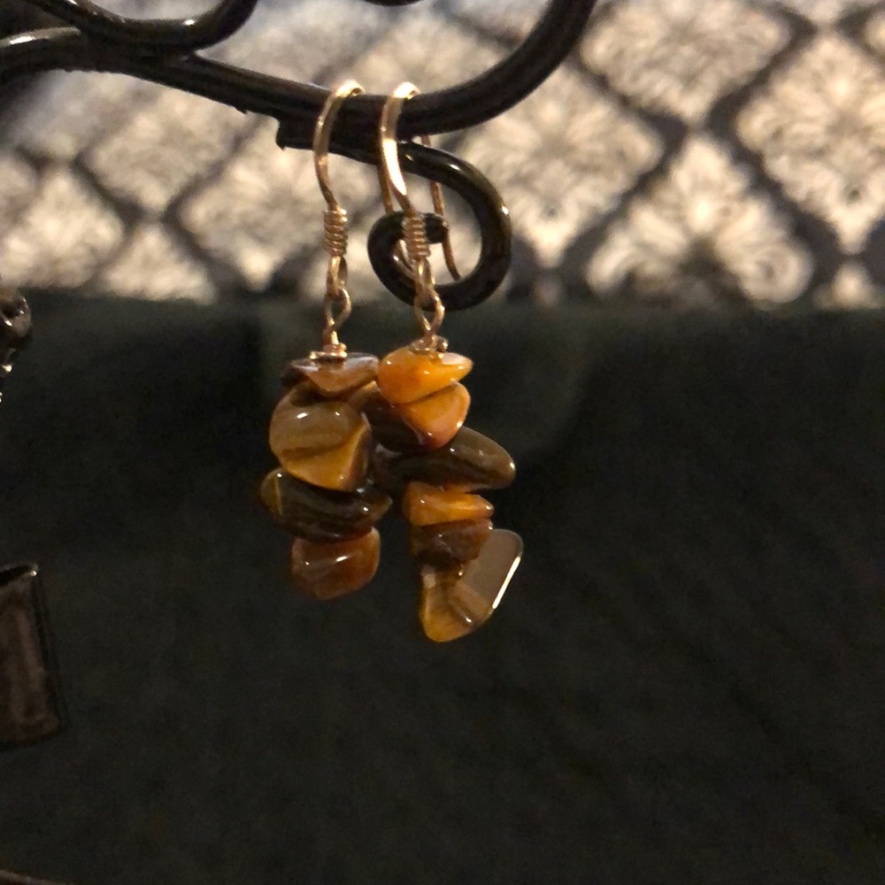 STERLING SILVER TIGERS EYE EARRINGS